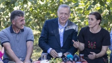 Cumhurbaşkanı Erdoğan Ordu'da fındık bahçesinde vatandaşlarla ortak araya geldi
