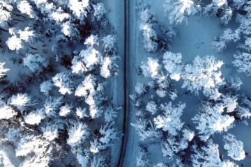 Eşsiz kar manzaraları havadan görüntülendi