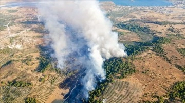 İzmir'de tarım dalında çıkan yangına engelleme ediliyor